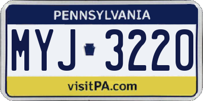 PA license plate MYJ3220