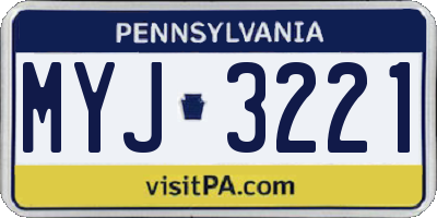 PA license plate MYJ3221