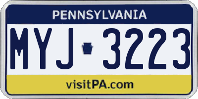PA license plate MYJ3223