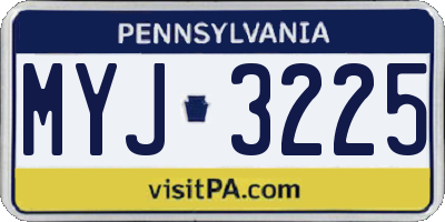 PA license plate MYJ3225