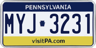 PA license plate MYJ3231