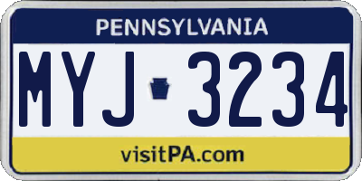 PA license plate MYJ3234