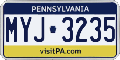 PA license plate MYJ3235