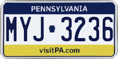 PA license plate MYJ3236