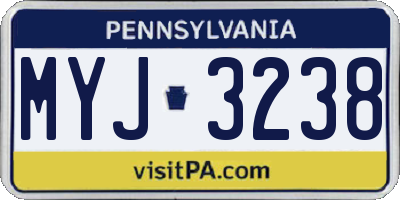 PA license plate MYJ3238