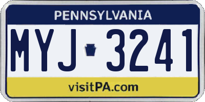 PA license plate MYJ3241