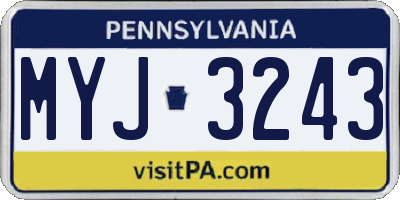 PA license plate MYJ3243