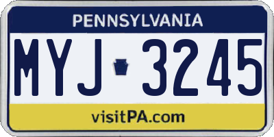PA license plate MYJ3245