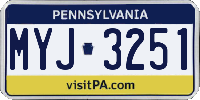 PA license plate MYJ3251