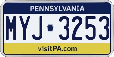 PA license plate MYJ3253
