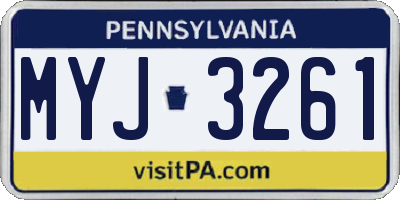 PA license plate MYJ3261