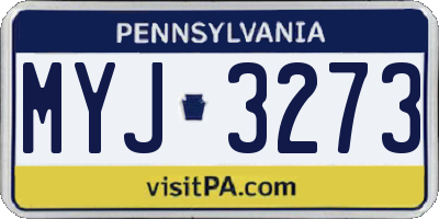 PA license plate MYJ3273