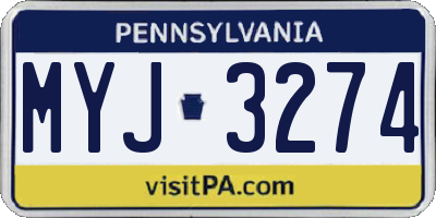 PA license plate MYJ3274