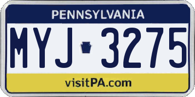 PA license plate MYJ3275