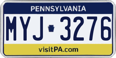 PA license plate MYJ3276