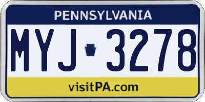 PA license plate MYJ3278