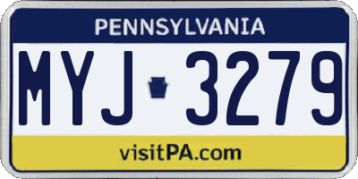 PA license plate MYJ3279