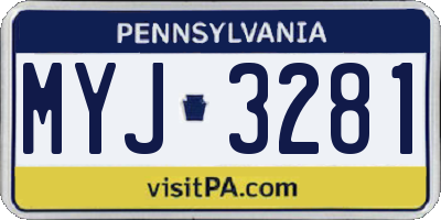 PA license plate MYJ3281