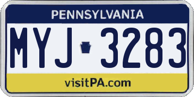 PA license plate MYJ3283
