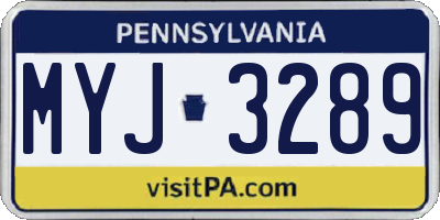 PA license plate MYJ3289