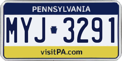 PA license plate MYJ3291