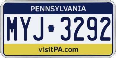 PA license plate MYJ3292