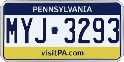 PA license plate MYJ3293