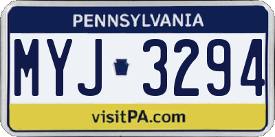 PA license plate MYJ3294