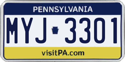 PA license plate MYJ3301