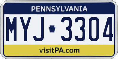 PA license plate MYJ3304