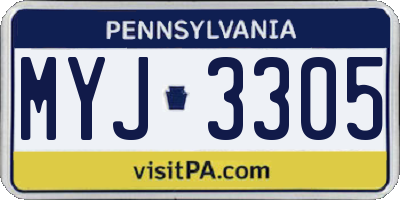 PA license plate MYJ3305