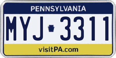 PA license plate MYJ3311