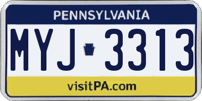 PA license plate MYJ3313