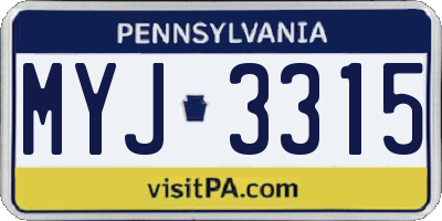 PA license plate MYJ3315