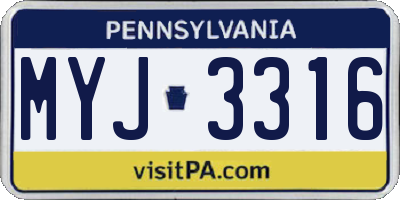 PA license plate MYJ3316