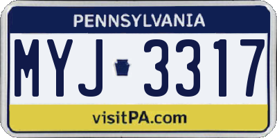 PA license plate MYJ3317