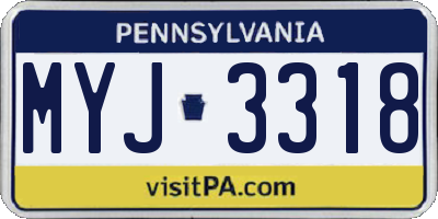 PA license plate MYJ3318