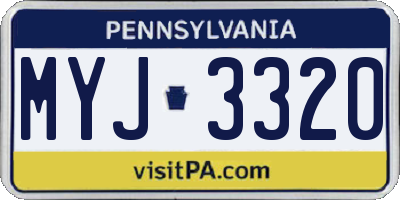 PA license plate MYJ3320