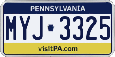 PA license plate MYJ3325