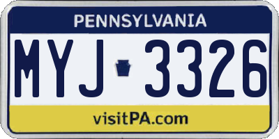 PA license plate MYJ3326