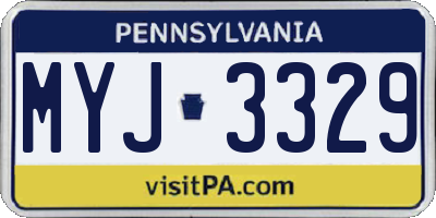 PA license plate MYJ3329