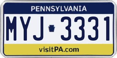 PA license plate MYJ3331