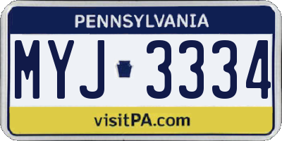 PA license plate MYJ3334