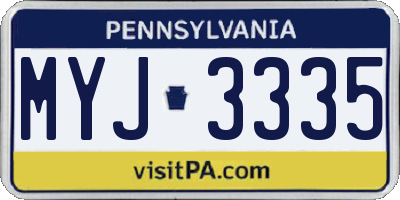 PA license plate MYJ3335
