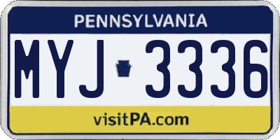 PA license plate MYJ3336