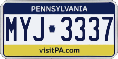 PA license plate MYJ3337