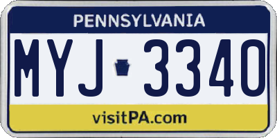 PA license plate MYJ3340