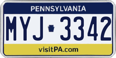 PA license plate MYJ3342