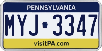 PA license plate MYJ3347