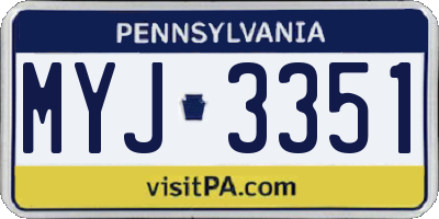 PA license plate MYJ3351